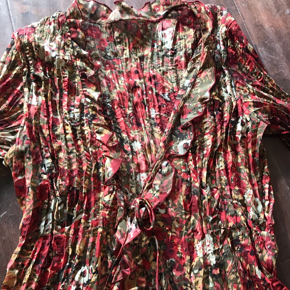 Sheer flirty floral tie front cardigan